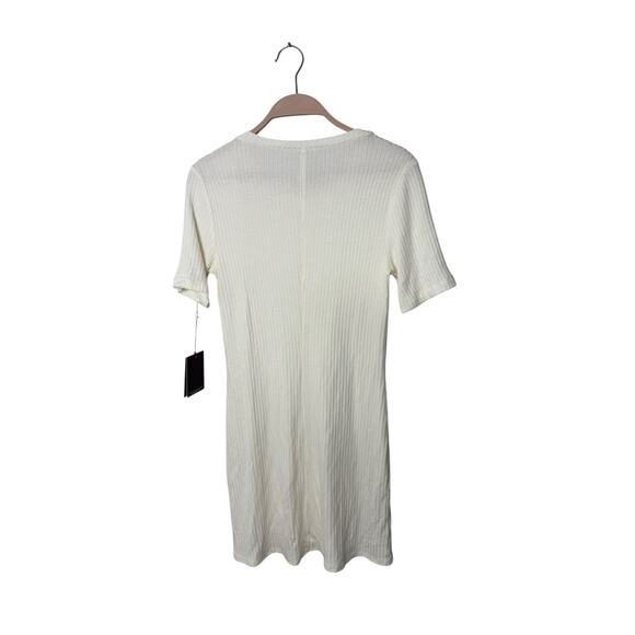 Reformation Gigi Dress Ribbed T Shirt Dress Mini Dress ivory small - Picture 1 of 2
